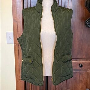 St. John's Bay Green Quilted Vest with Gold Accents